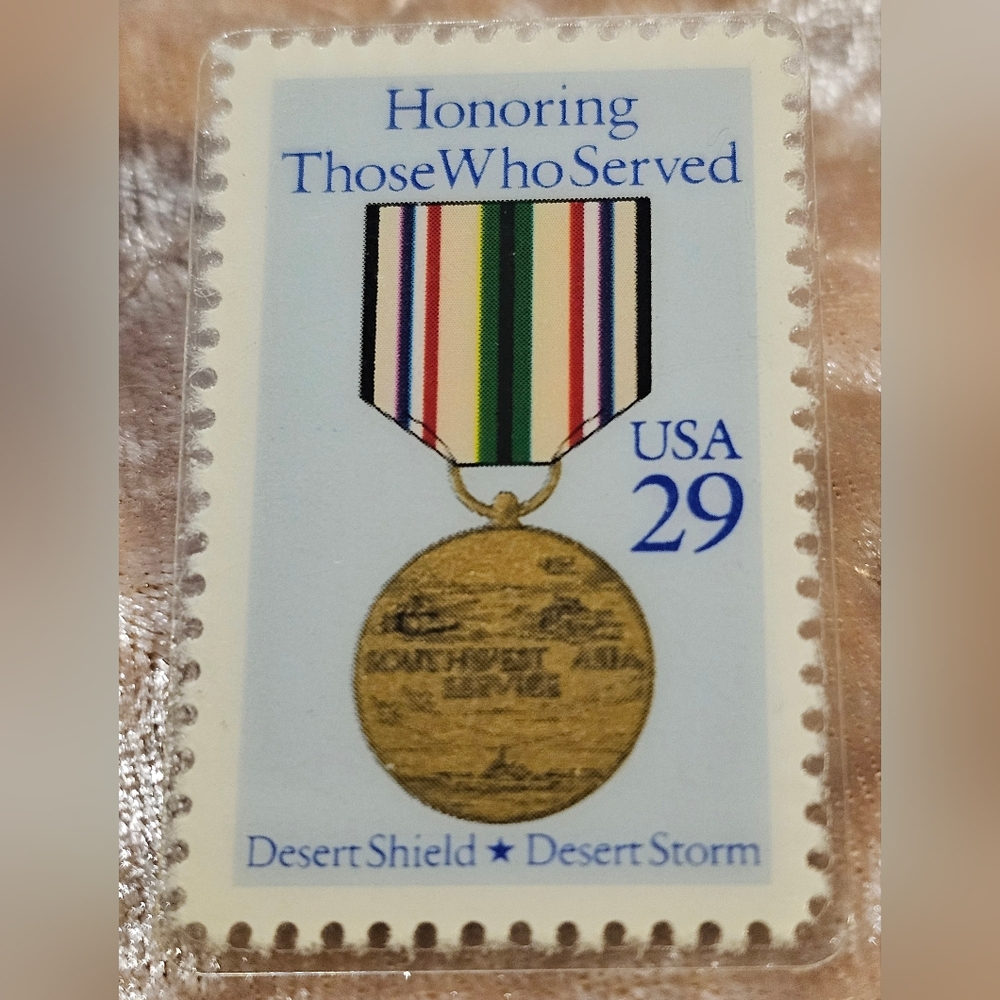 Desert Shield Desert Storm Laminated Postage Stamp Pin